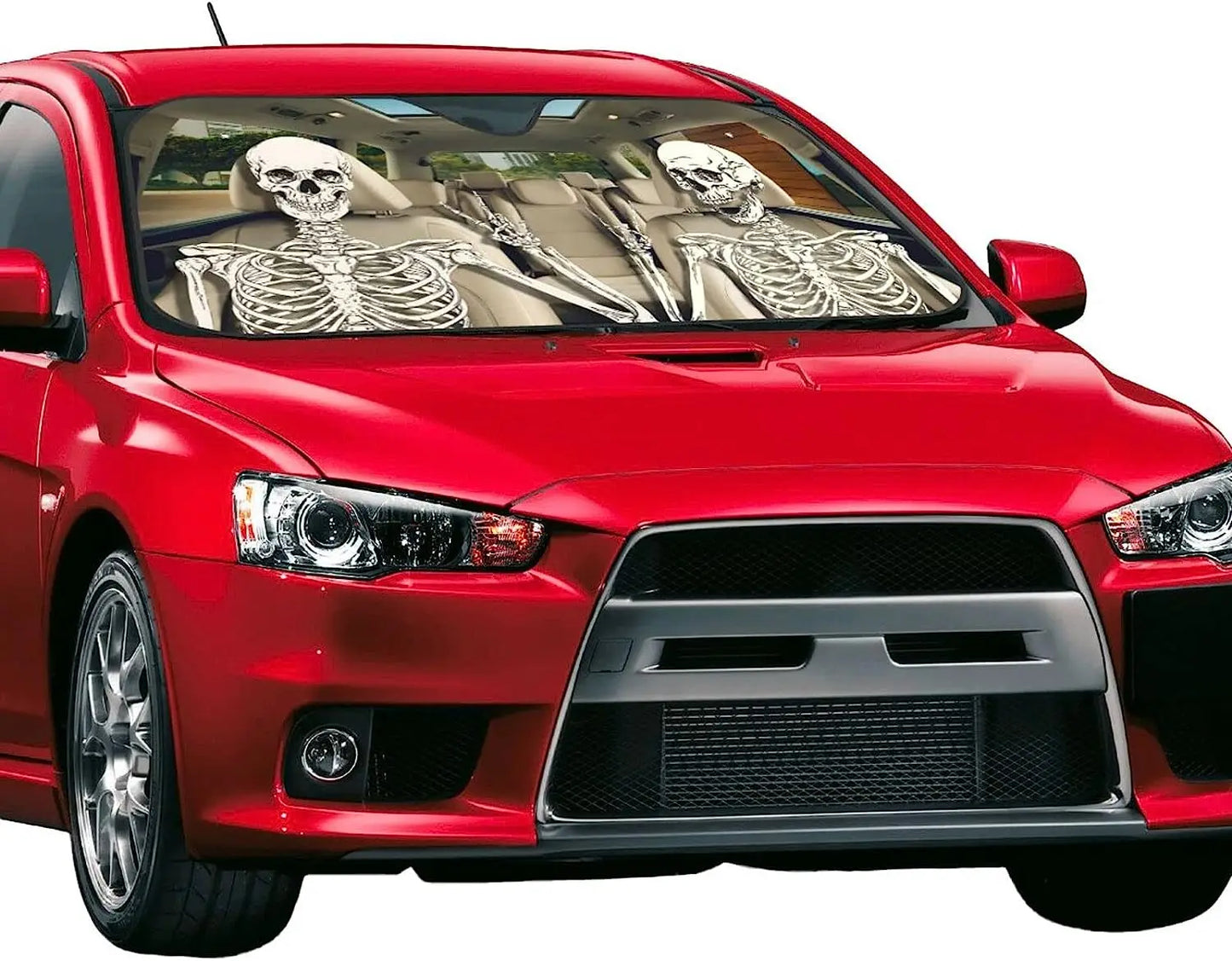 Funny Skull Driving Car Windshield Sun Shade Gothic Hippie Skeleton Sun Visor Protector Front Window Shade Keeps Out UV Rays