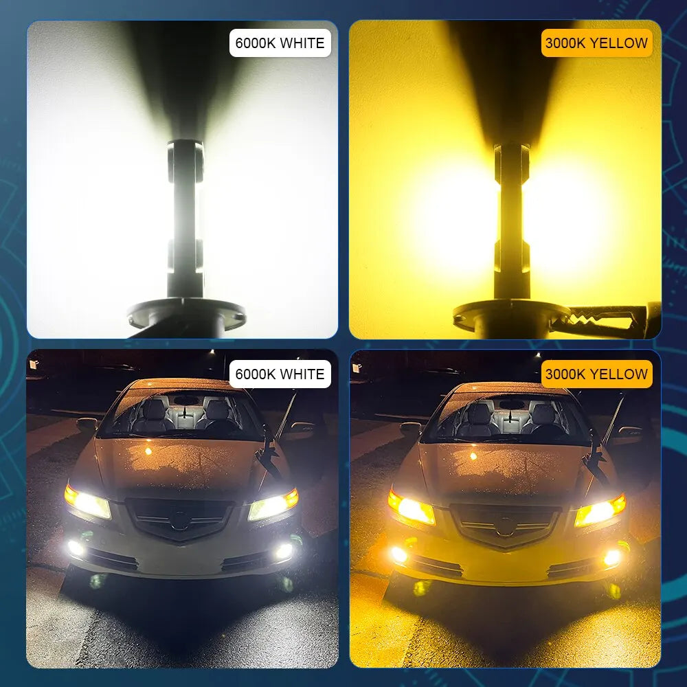 2Pcs 12000LM H1 LED Headlight Bulb H1 LED Canbus H3 LED Fog Light Fanless Wireless Mini Size Auto Lamp 12V 6000K White