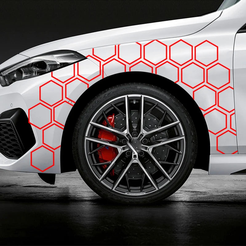 6PCS Honeycomb Car Stickers DIY Sport Auto Side Door Personalized Decoration Automobile Body Vinyl Decals Open Style Styling