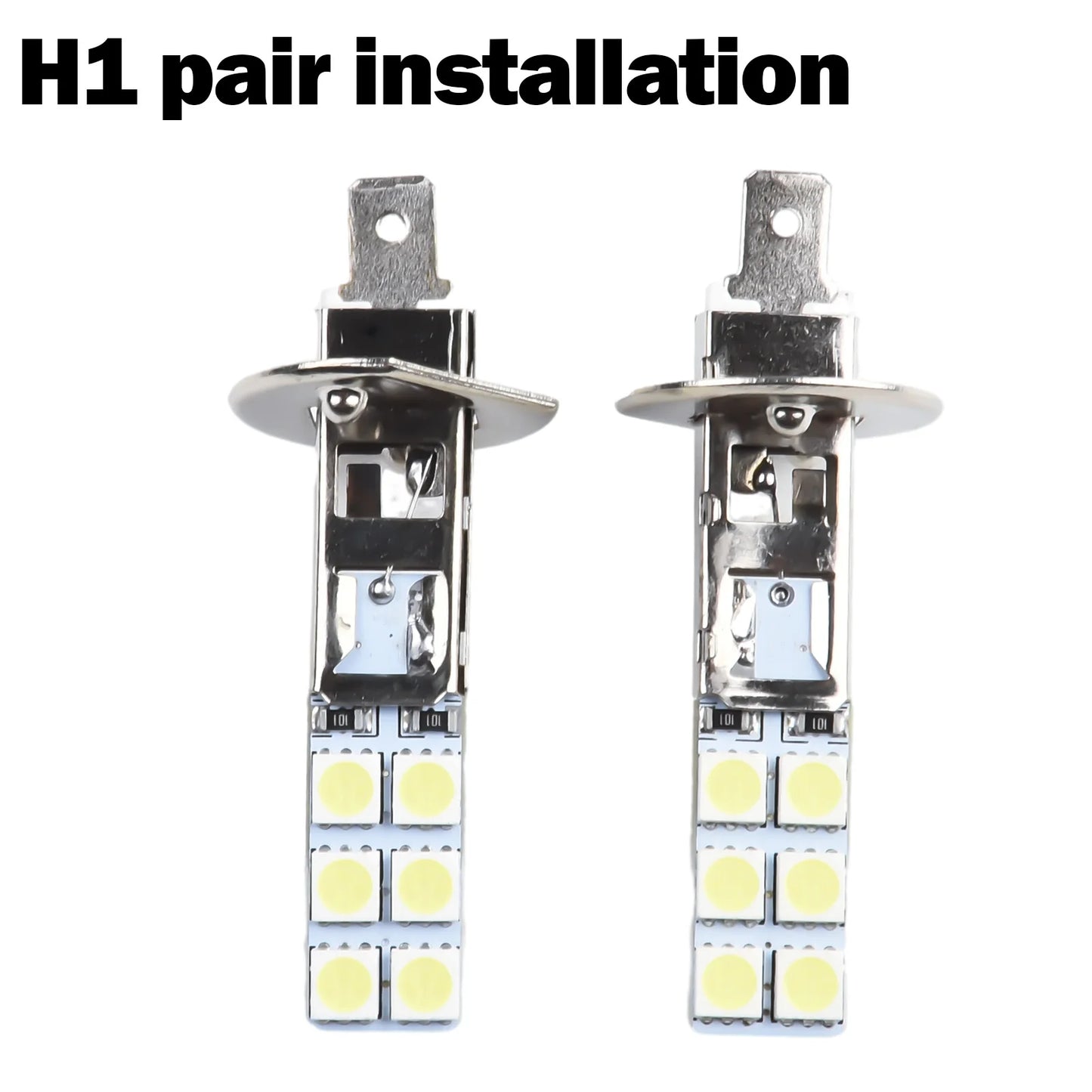 2 PCS H1 LED Headlight Kit DC 12V 55W High Beam Fog Driving Bulbs 6500K Super Bright White Universal Auto Accessories