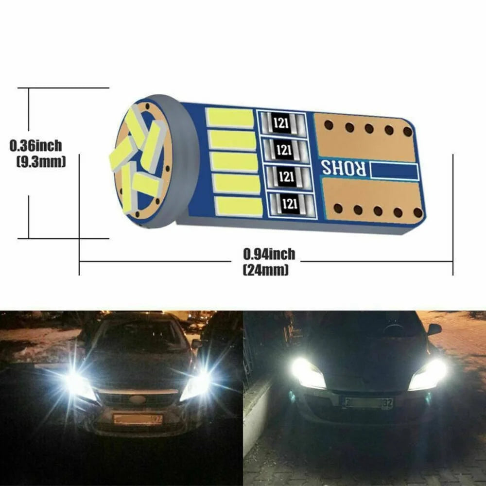 10PCS Led W5W T10 Car Signal Lamp 501 194 Bulbs 4014SMD Clearance Lights Reading Interior Lights 6000K 12V