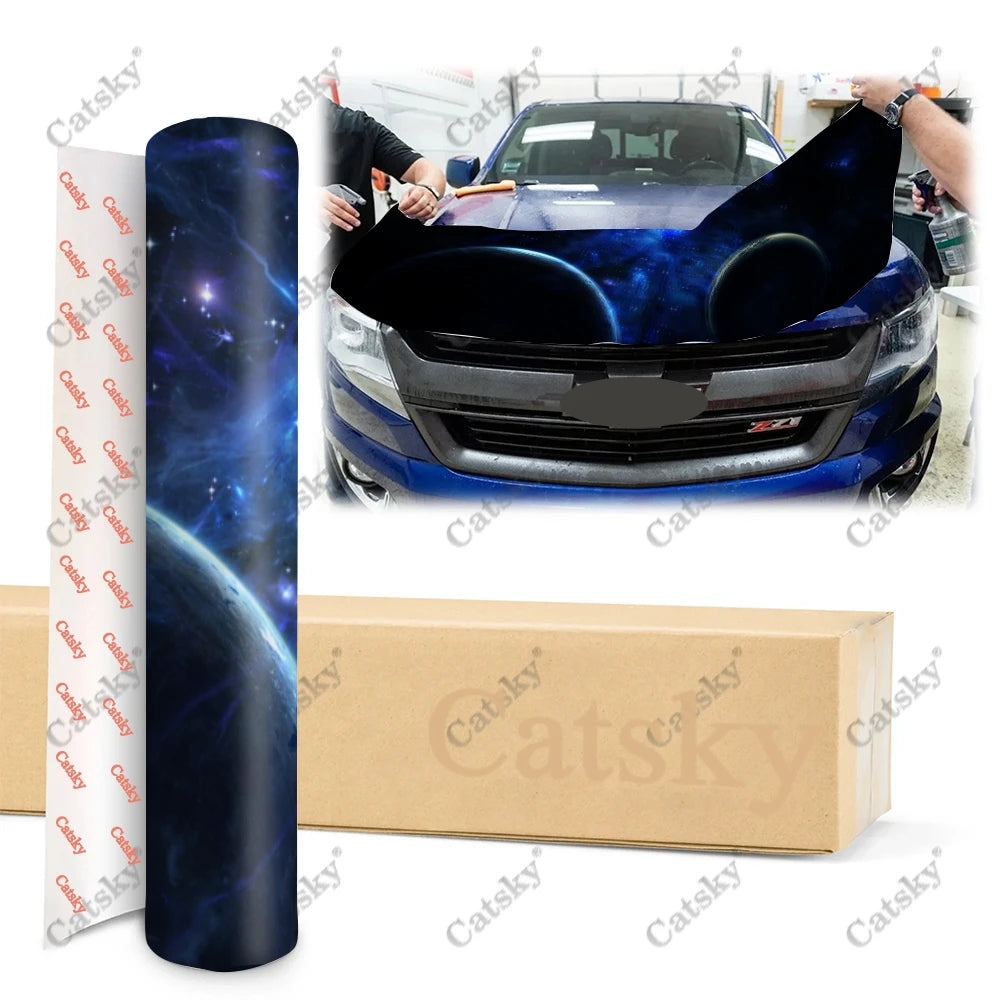 Space Exploration Car Hood Vinyl Stickers Wrap Vinyl Film Engine Cover Decals Sticker Universal Car Hood Protective Film