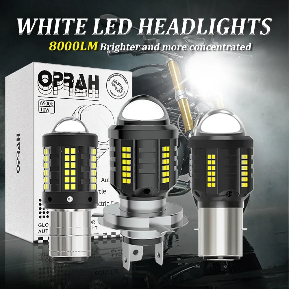 Super Bright Motorcycle Accessories LED Headlight Bulb H4 Hi/Lo Beam H6 BA20D explorers Spotlight For Moto Scooter ATV White 12V