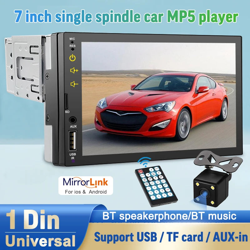 CarPlay Head Unit Single Din Touchscreen Car Stereo Android Auto 7 Inch Car Radio with Bluetooth and Backup Camera