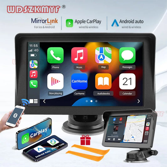 7inch Portable Car Stereo Wireless Carplay Android Auto HD IPS Touch Screen Automotive Multimedia Player Car Radio BT FM AUX