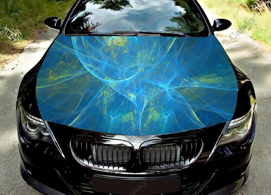 Abstract Blue Water Print Car Hood Vinyl Stickers Wrap Vinyl Film Engine Cover Decals Sticker Car Hood Protective Film