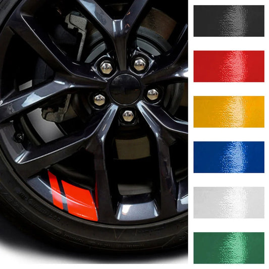 6Pcs Car Sticker Reflective Car Wheel Rim Vinyl Warning Stickers Hash Mark Stripe Racing Wheel Hub Decals for Size 16" - 21"