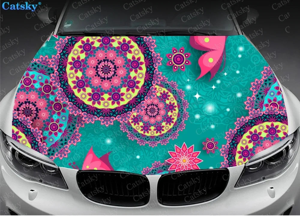 Abstract Design Art Car Hood Vinyl Stickers Wrap Vinyl Film Engine Cover Decals Sticker Universal Car Hood Protective Film