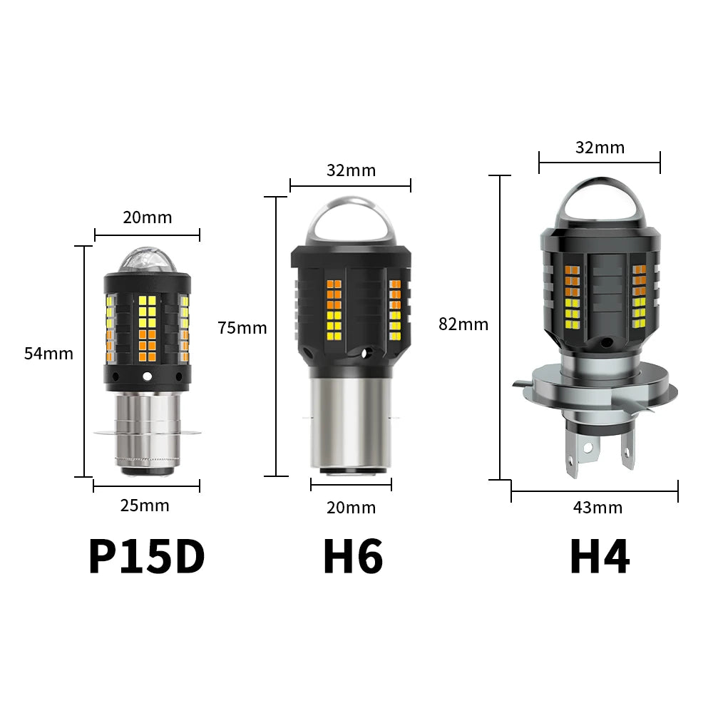 Super Bright Motorcycle Accessories LED Headlight Bulb H4 Hi/Lo Beam H6 BA20D explorers Spotlight For Moto Scooter ATV White 12V