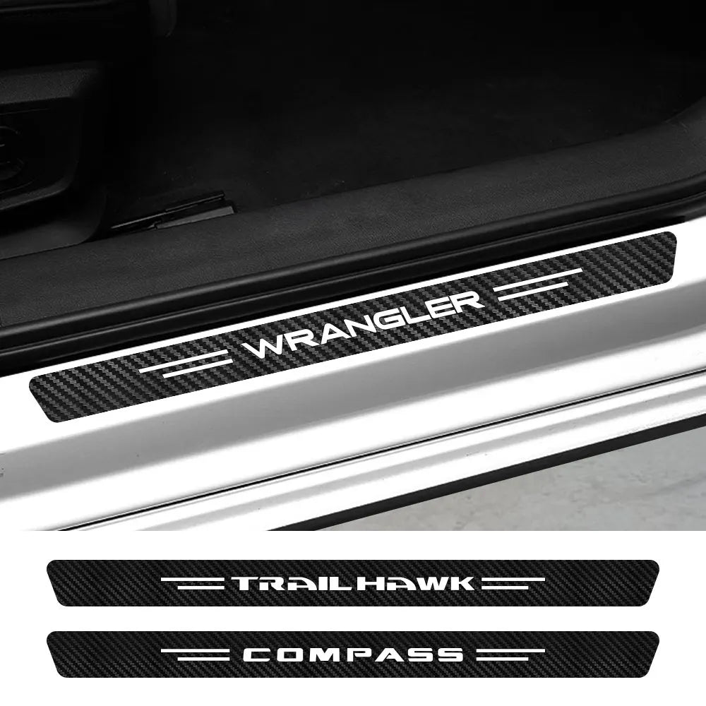 4PCS Car Sill Sticker For Jeep Patriot Wrangler Cherokee Compass Trail Hawk Rubicon Liberty Commander Auto Accessories