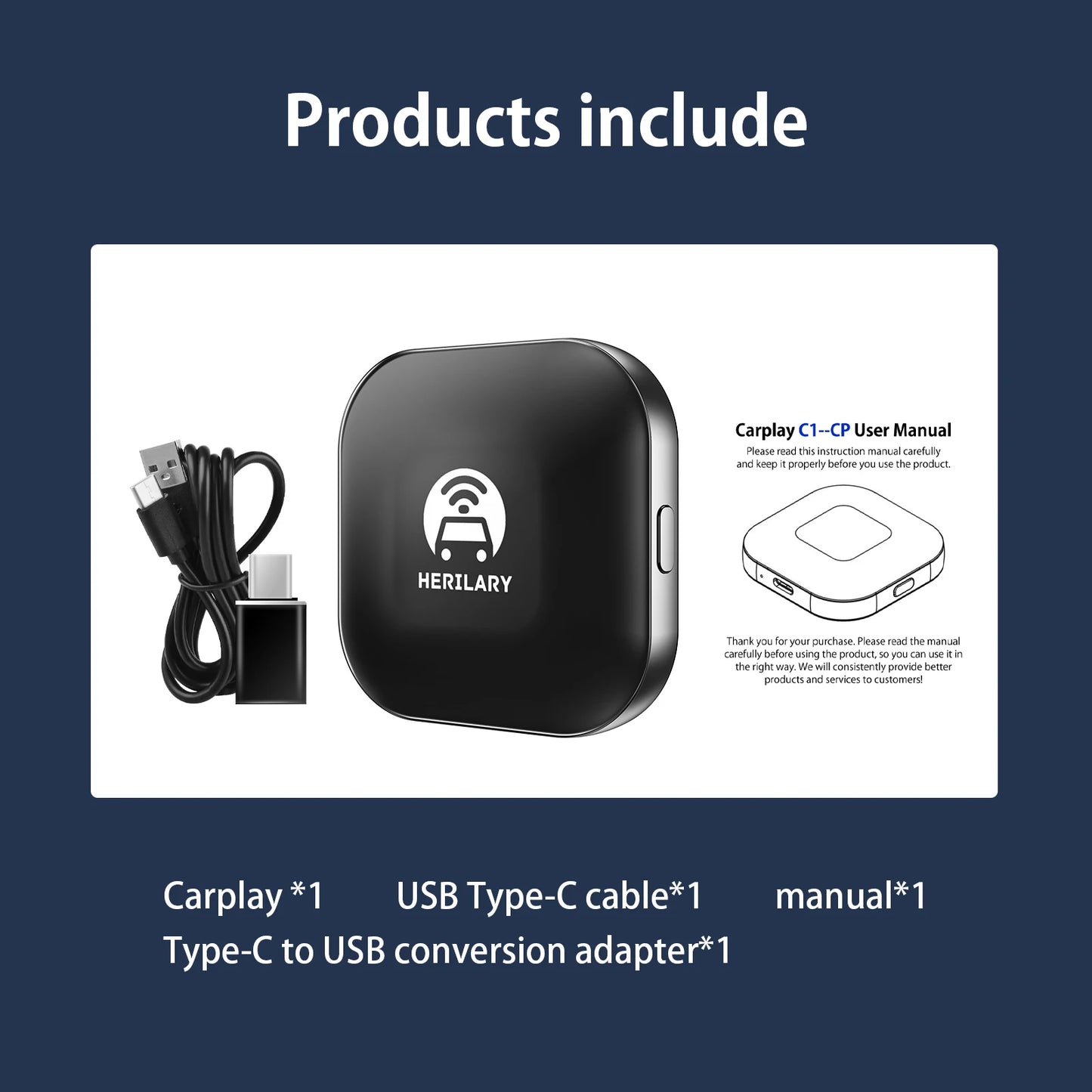 Leranda New UpdateC1 Wired to Wireless CarPlay Adapter for lPhone Wireless Auto Car Adapter,Apple Wireless Carplay Dongle