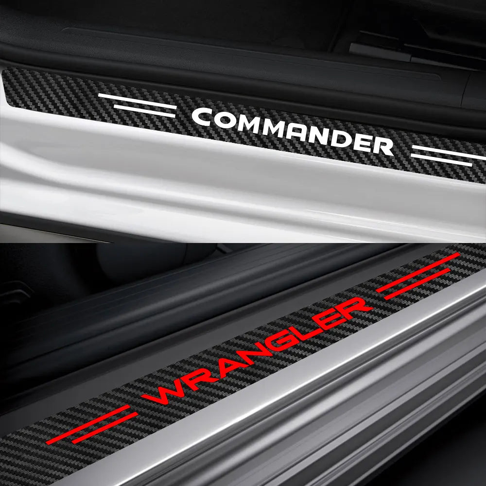 4PCS Car Sill Sticker For Jeep Patriot Wrangler Cherokee Compass Trail Hawk Rubicon Liberty Commander Auto Accessories