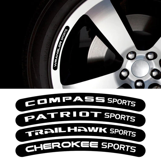 4Pcs Car Wheel Rim Sticker Auto Accessories For Jeep Patriot Wrangler Cherokee Compass TrailHawk Rubicon Liberty Commander