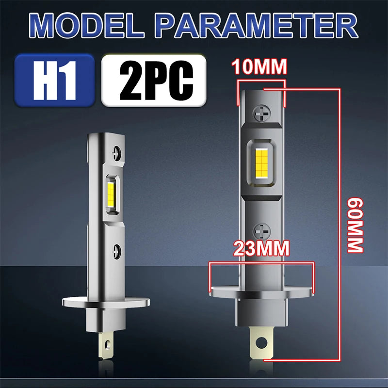 2Pcs Canbus LED Light Bulb H1 LED Headlight Mini Size Design Wireless Fanless For Car LED Lamp 7585 CSP Chip 200000LM