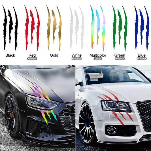 New 1pcs Claw Marks Headlight Decal Car Sticker Monster Claw Marks Car Headlight Stripes Scratch Vinyl Decal Universal For Most