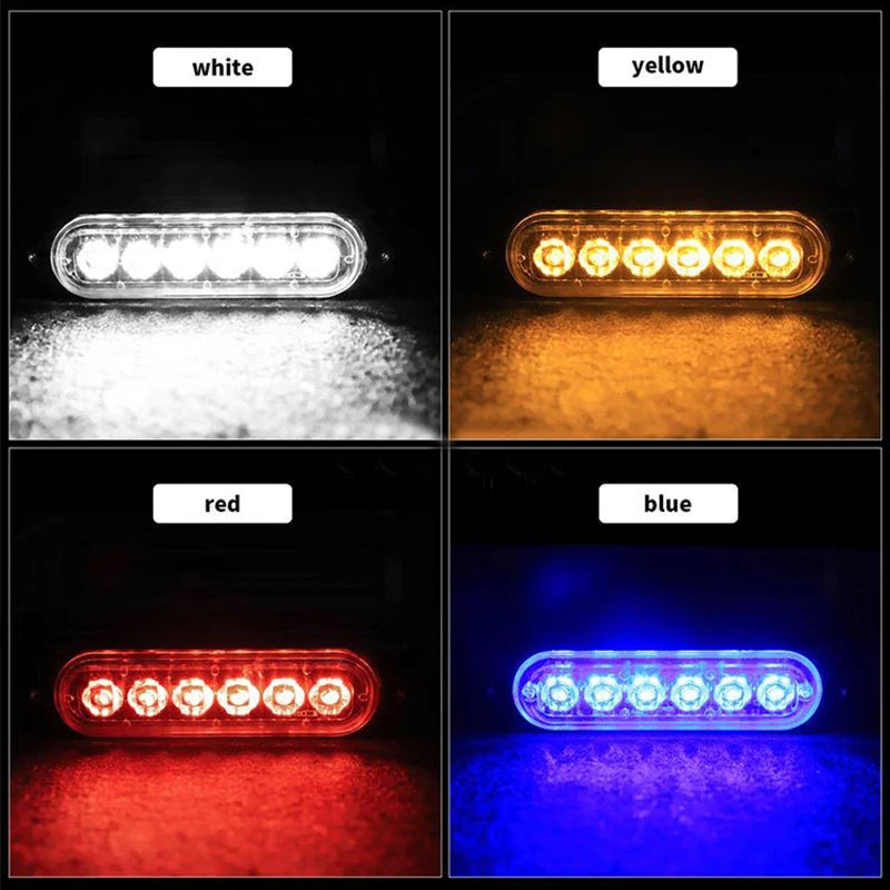 6 LED Car Warning Light Breakdown Emergency Light Police Lights 12V 12smd LED Constant Warning Light Trailer Rear Side Lamp