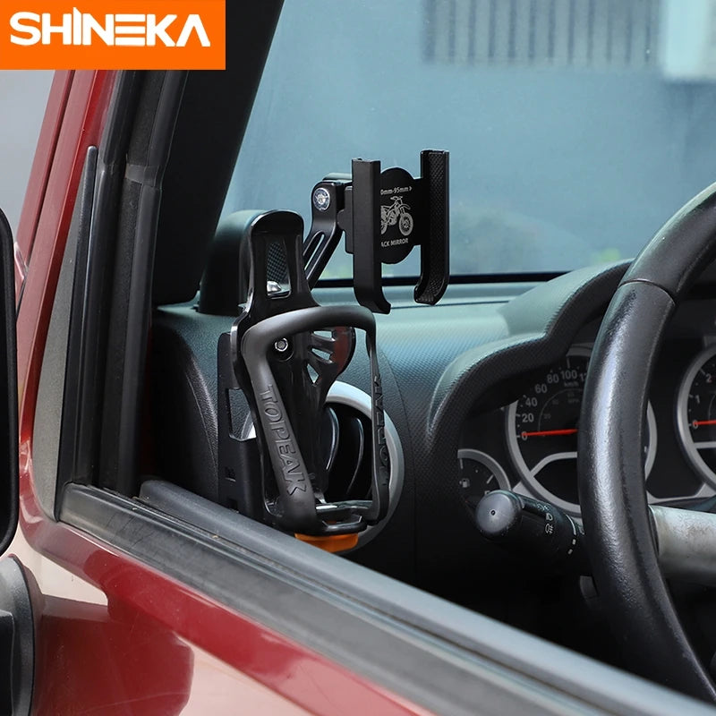 SHINEKA Car Front Door Side Water Cup Bracket Drinks Holders Phone Holder For Jeep Wrangler JK 2011-2017 Interior Accessories