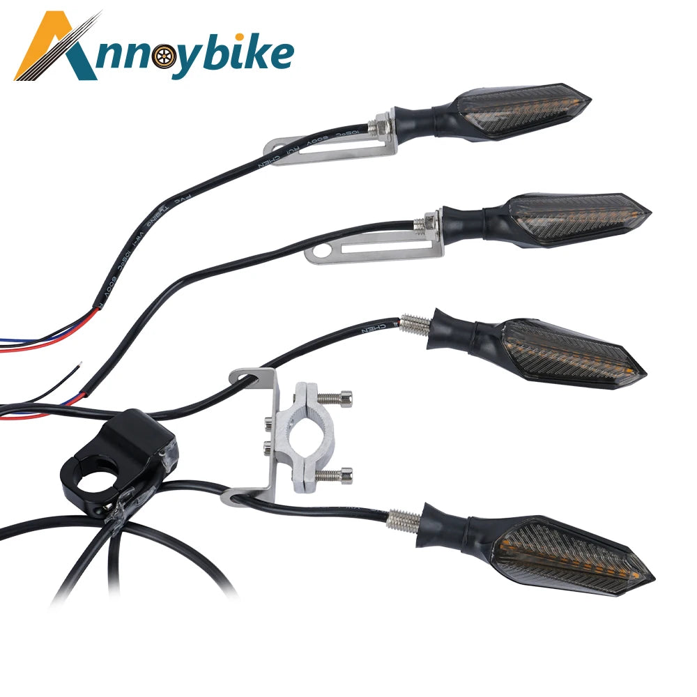 E bike 48V 60V Electric Bicycle Waterproof Cable Light Set Front Rear Flashing Dynamic Turn Signals Scooter Accessories Light