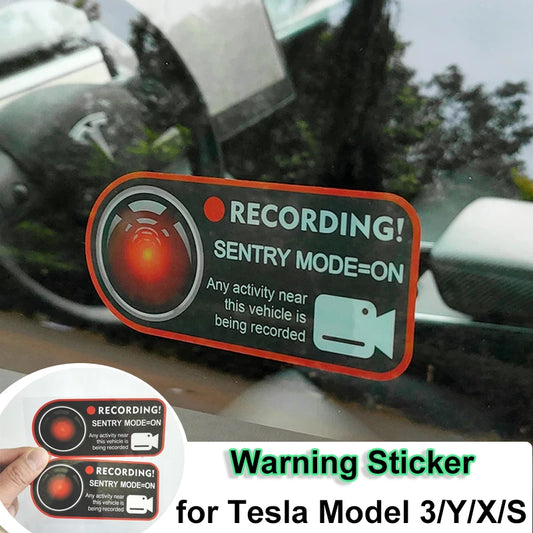 for Tesla Model 3 Y Warning Sticker Model S X Invader Sentinel Sentry Mode Static Car Stickers Electrostatic Accessories 2023