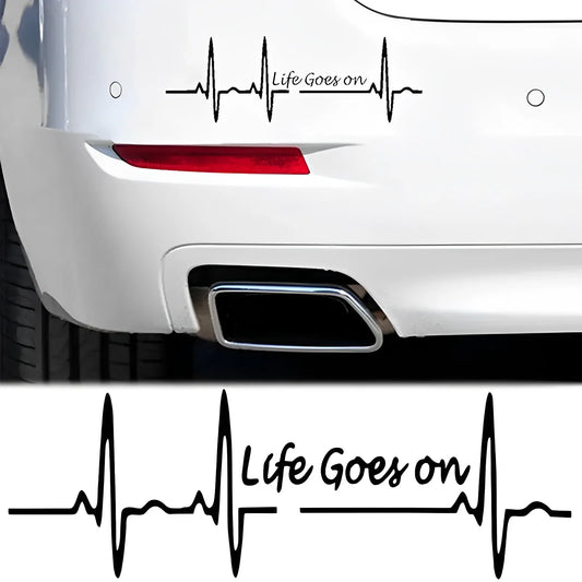 Life Goes on Car Stickers Personalize Car Decal Cute Creative Electrocardiogram Dog Cat Paw Styling Decoration Exterior Sticker