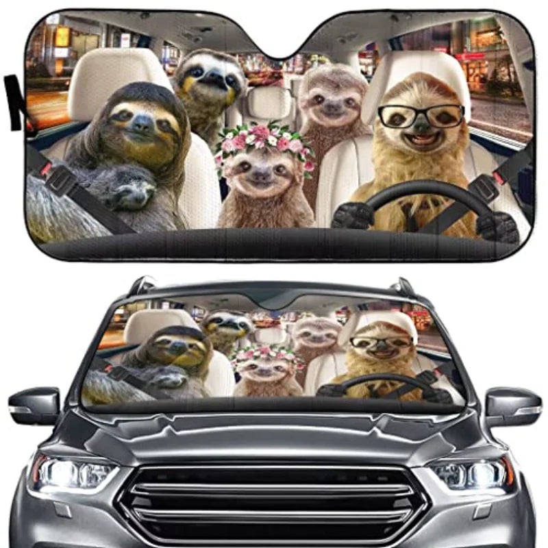 Sloths Driver Car Windshield Sun Shade Funny Animal Foldable UV Ray Sun Shade Truck SUVs Visor Protector Cute Auto Front Window