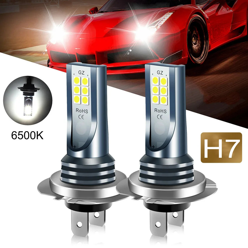 Car H7 Led Headlight Bulb High Power Car Lights Super Bright Car Fog Light Bulbs Auto High Low Beam 6500k White Led Lights 12V