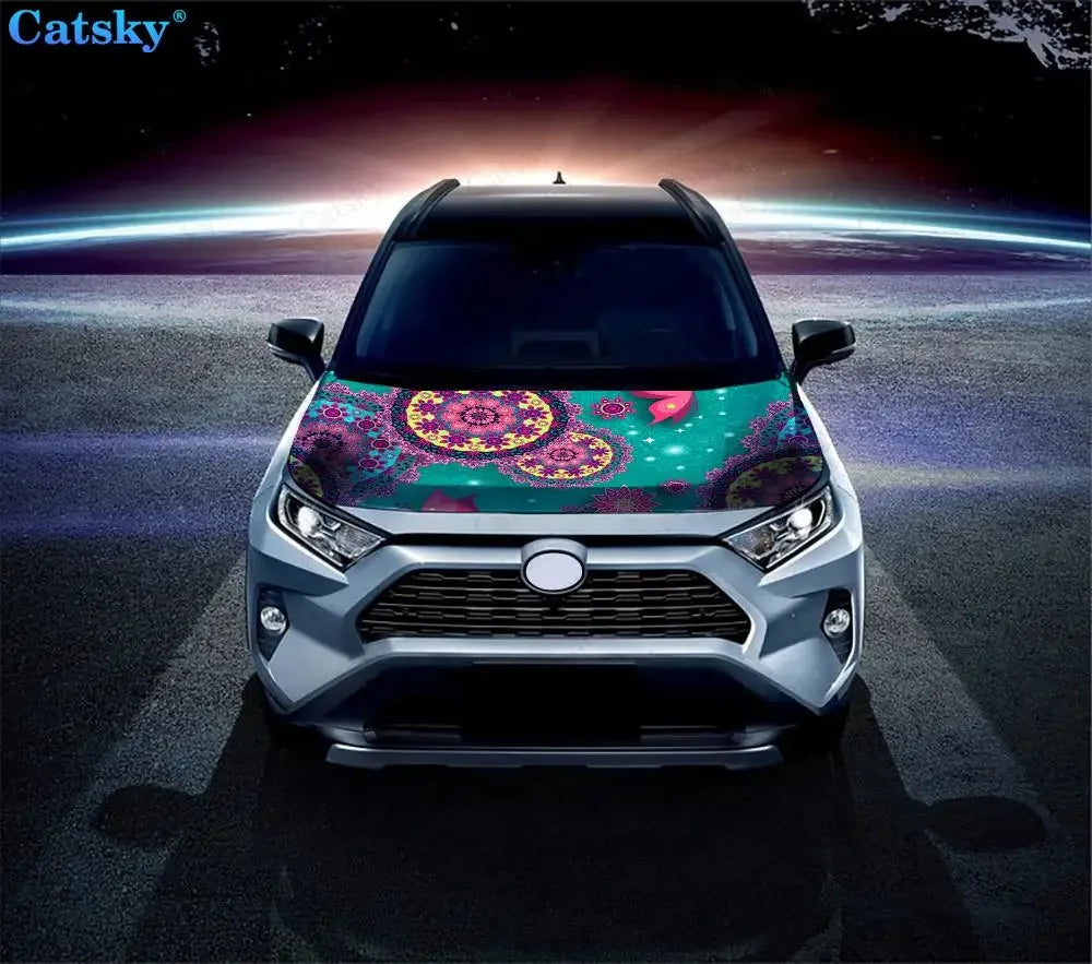 Abstract Design Art Car Hood Vinyl Stickers Wrap Vinyl Film Engine Cover Decals Sticker Universal Car Hood Protective Film