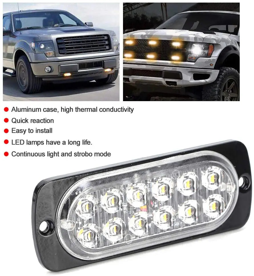 6 LED Car Warning Light Breakdown Emergency Light Police Lights 12V 12smd LED Constant Warning Light Trailer Rear Side Lamp