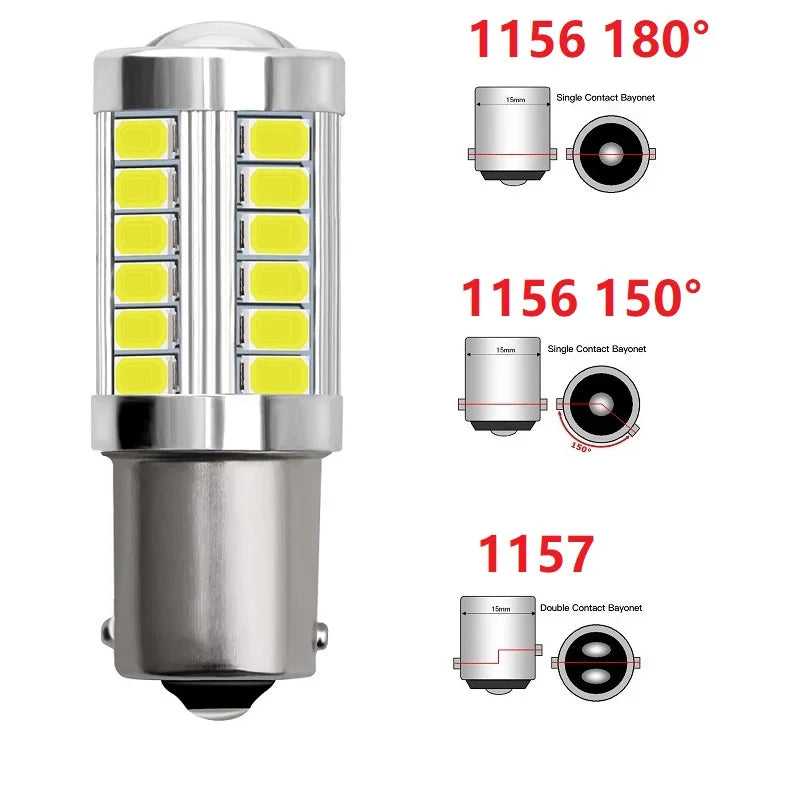 2x 1156 LED BA15S P21W PY21W BAY15D 5630 5730 33SMD LED Bulb BAU15S P21/5W 12V For Signal Lights Reverse Lamp