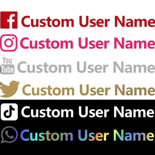 Custom Name Social Media Sign Stickers For Car Diy Website Facebook Instagram Name Logo Twitter Youtube Decal Bike Motorcycle