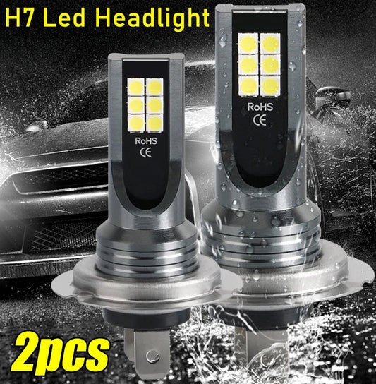 1/2pcs H7 Led Headlight Bulb Kit Car Fog Light Bulbs High Low Beam 110w 30000lm Super-Bright 6000k White Led Lights For Vehicles