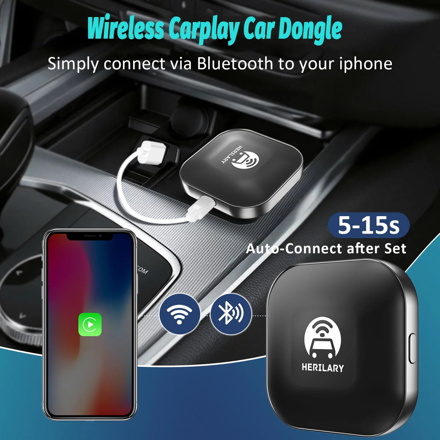 Leranda New UpdateC1 Wired to Wireless CarPlay Adapter for lPhone Wireless Auto Car Adapter,Apple Wireless Carplay Dongle