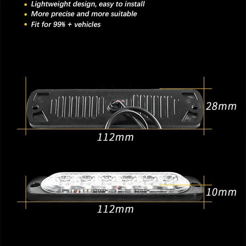 6 LED Car Warning Light Breakdown Emergency Light Police Lights 12V 12smd LED Constant Warning Light Trailer Rear Side Lamp