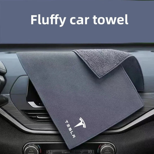 Double-sided Material Absorbent Fluff Car Wipe Cloth Car Interior Cleaning Towel For Tesla Model 3 Model X Model S Model Y