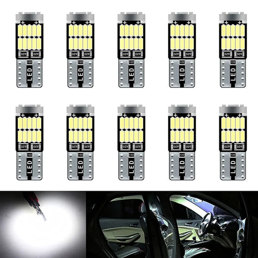 10pcs T10 W5W 194 501 Led Canbus No Error Car Interior Light T10 26 SMD 4014 Chip Pure White Instrument Lights B