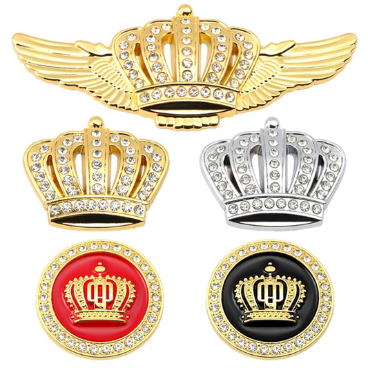 Crown Diamond Car Crown Gold Royal Sticker Wings Emblem Badge for BMW Audi Honda Toyota Chevrolet Ford Opel Imperial Crown KIA