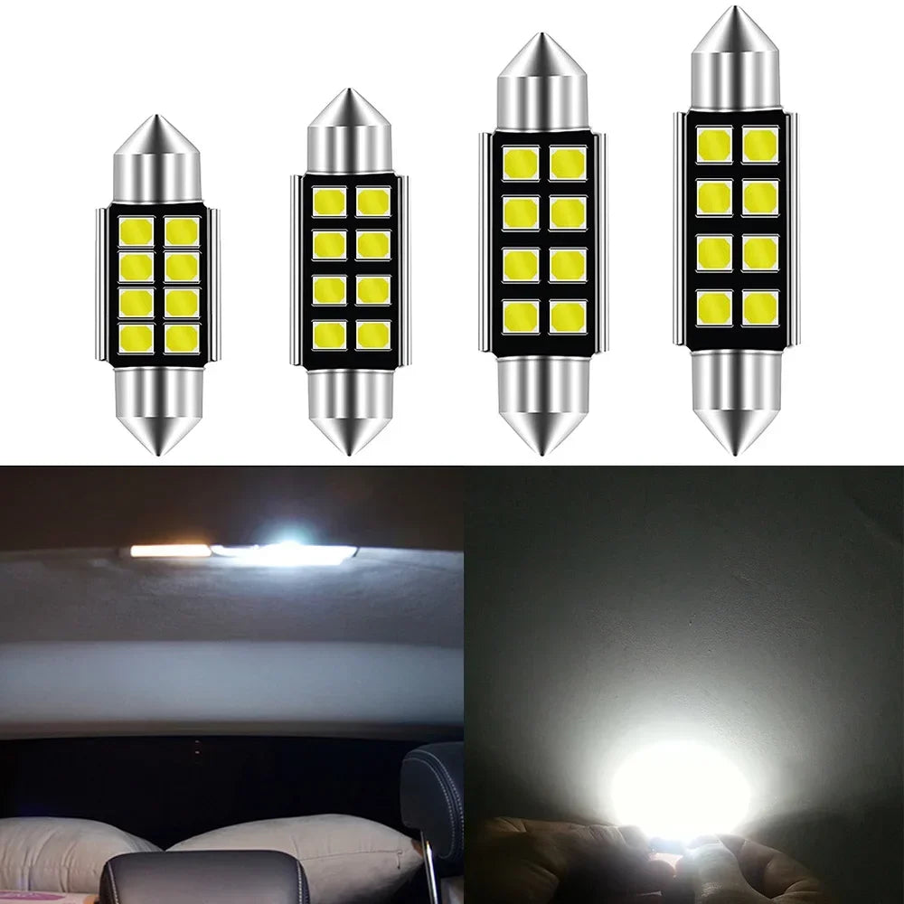 1Pcs New Festoon C5W C10W Car Reading LEDS 31mm 36mm 39mm 41mm 2835 SMD 8Chips Auto Lamps Dome Bulb Interior Lights White DC 12V