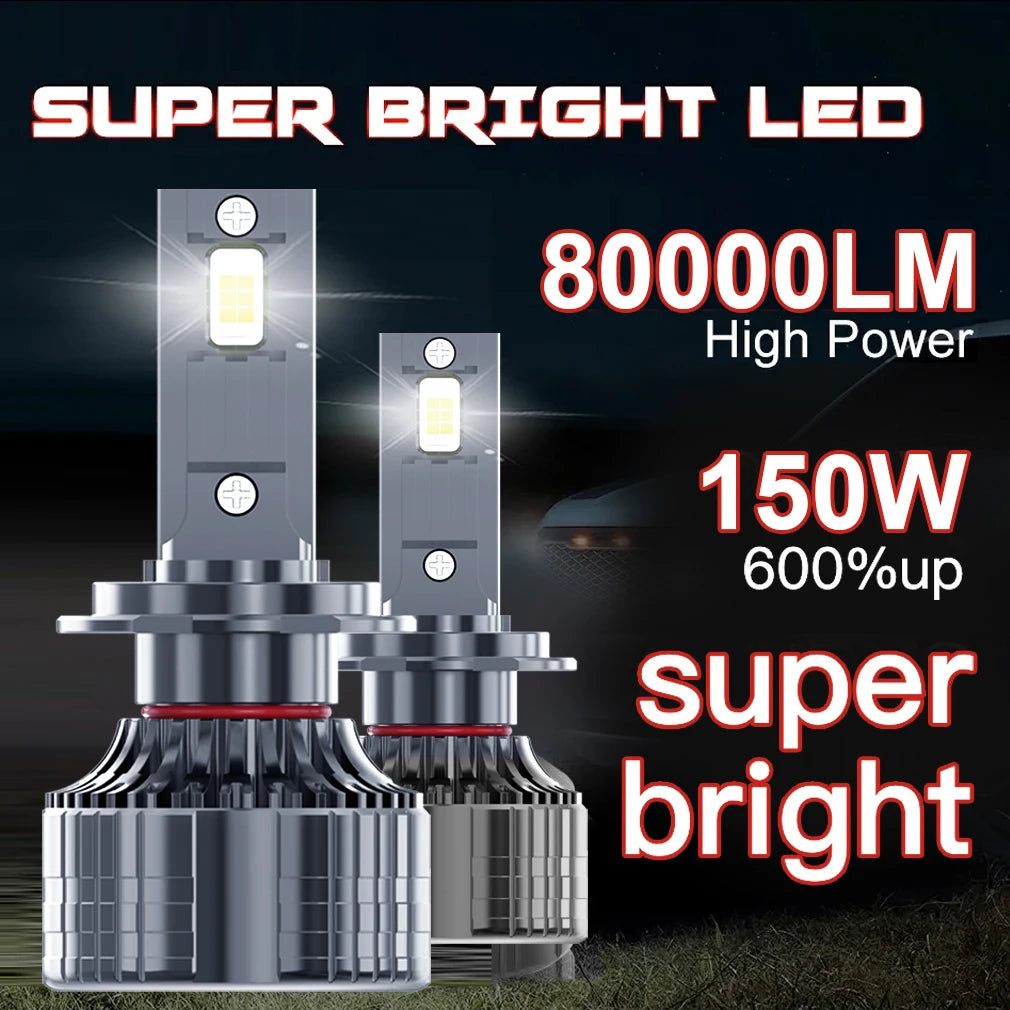 2pcs H4 LED H7 Headlights 80000LM H1 H11 9005 HB3 9006 HB4 9012 HIR2 Mini Fog Lights Auto Headlamps Lamps For Cars Bulbs White