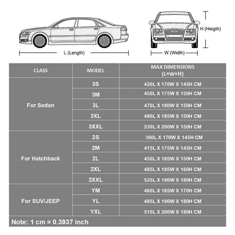 Kayme Multi-Layer Full Car Cover Waterproof Breathable with Zipper and Cotton Lining,Outdoor Sun Rain Snow Dust and Leaf Protect