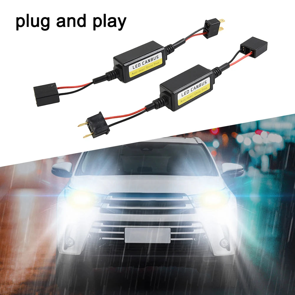 2pcs H7 Headlight LED Canbus Decoder Canceller Error Free Resistor Anti Flicker DC 9V-16V Solve Error Message On Dash Board