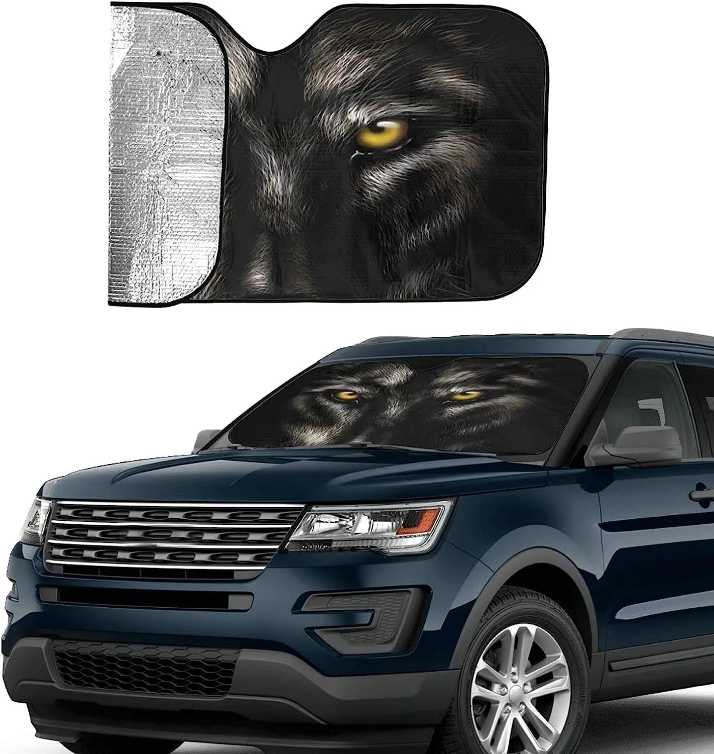 Cool Wolf Car Windshield Sun Shade Auto Sunshade for Car Truck SUV Blocks Rays Sun Visor Protector-Keeps Your Vehicle Cool