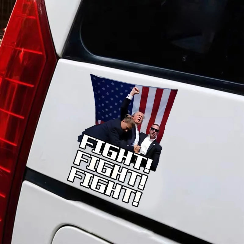 TRUMP FIGHT Car Stickers Auto Window Trunk Waterproof Vehicle Decoration Durable Trump Shooting Vinyl Decals