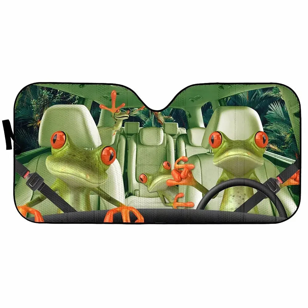 Frog Driving Auto Windshield Sun ShadeFunny Animal Personalized Foldable Sun Visor Protector Sunshade for Car Truck SUV to Keep