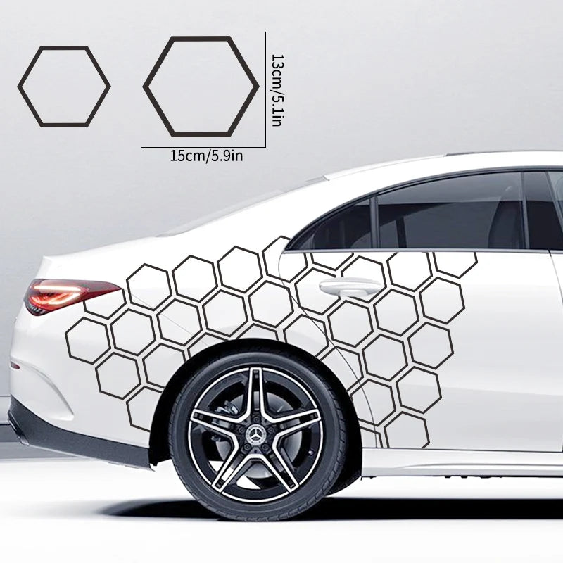 6PCS Honeycomb Car Stickers DIY Sport Auto Side Door Personalized Decoration Automobile Body Vinyl Decals Open Style Styling