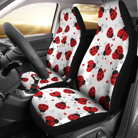 Ladybug Love Car Seat Covers Print Set 094209,Pack of 2 Universal Front Seat Protective Cover