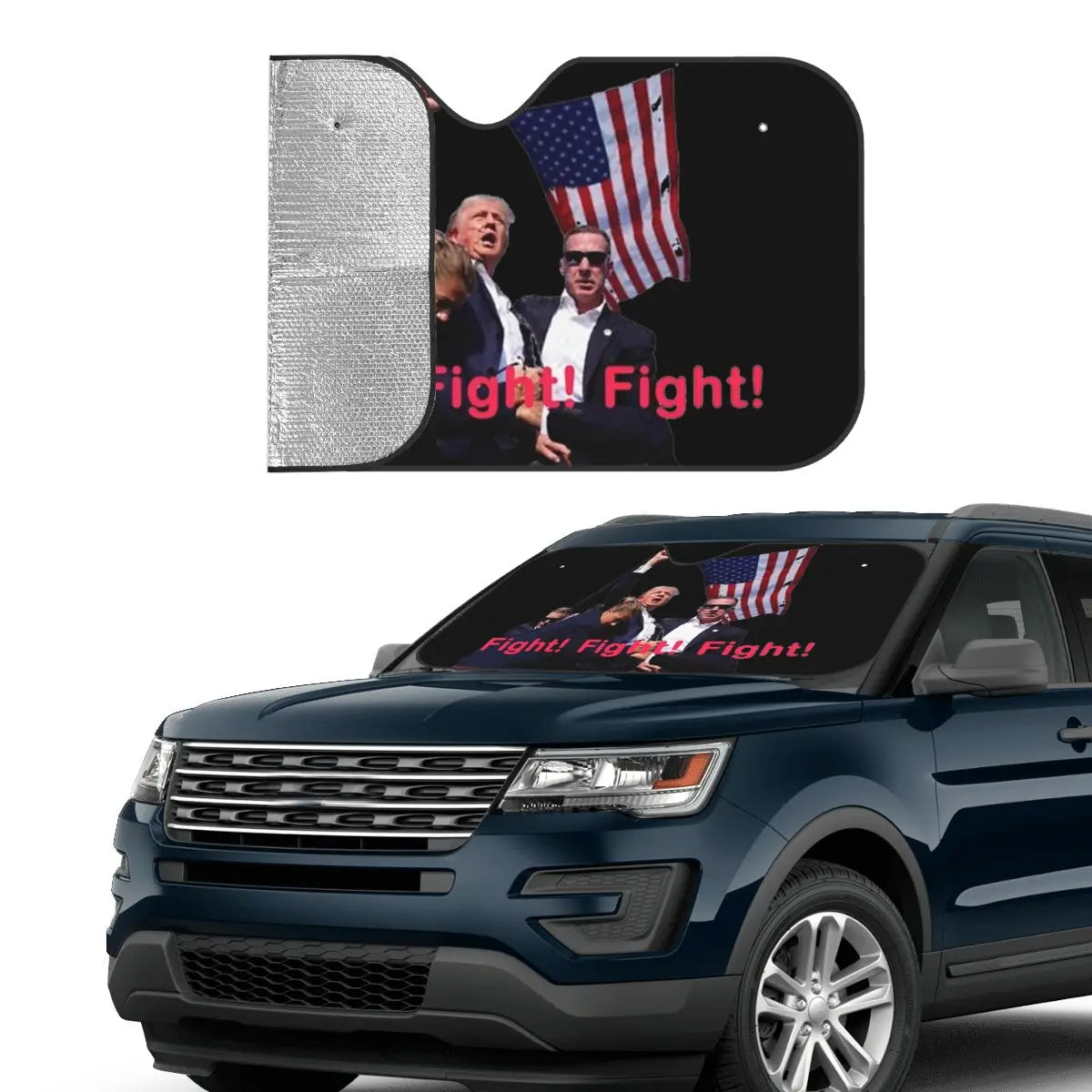 Shooting Trump Fight Personality Sunshade Windscreen 70x130cm 2024 Trump Shot Scene Aluminium Foil Sunshade Visor Car-styling