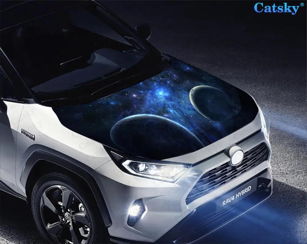 Space Exploration Car Hood Vinyl Stickers Wrap Vinyl Film Engine Cover Decals Sticker Universal Car Hood Protective Film