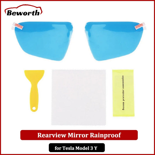 Rear View Mirror Protective Film for Tesla Model 3 Y Anti Fog Rearview Rainproof Films Window Foils Car Nano Protective Sticker