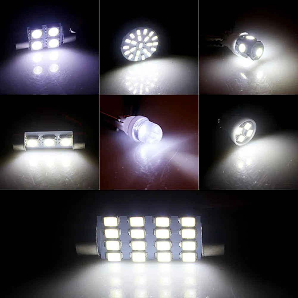 28pcs Universal T10 Car LED Light Bulb White Car Interior Dome License Plate Festoon Map Reading Light Mixed Lamp Set