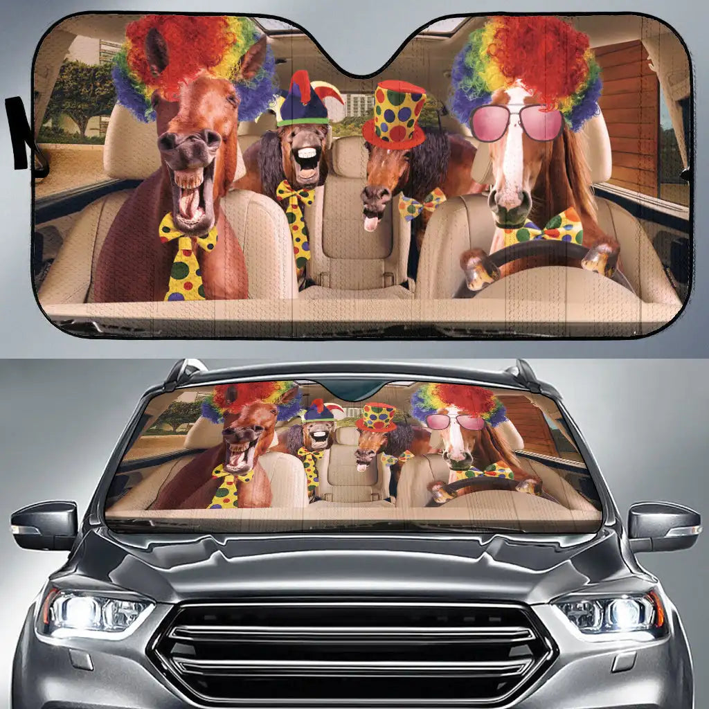 DRIVING HORSE Auto Windshield Sun Shade Funny Animal Personalized Foldable Sun Visor Protector Sunshade for Car Truck SUV